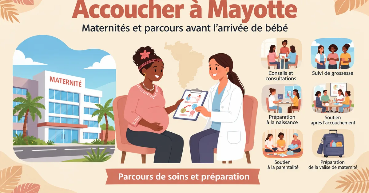 Femme enceinte en consultation avec une sage-femme à Mayotte, découvrant les services de maternité et préparation à